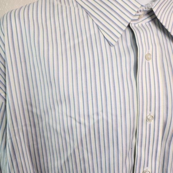 Paul Frederick Striped Men Long Sleeve Button Down Shirt Size 18.5 37 - Picture 9 of 9